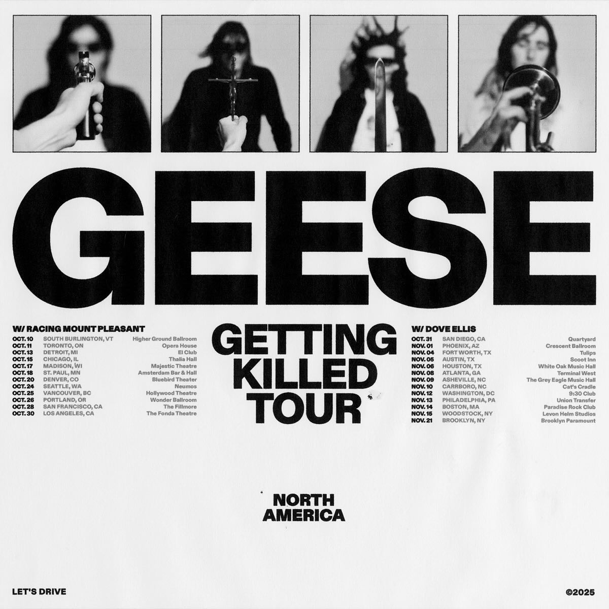 Racing Mount Pleasant Getting Killed Tour Poster 2025