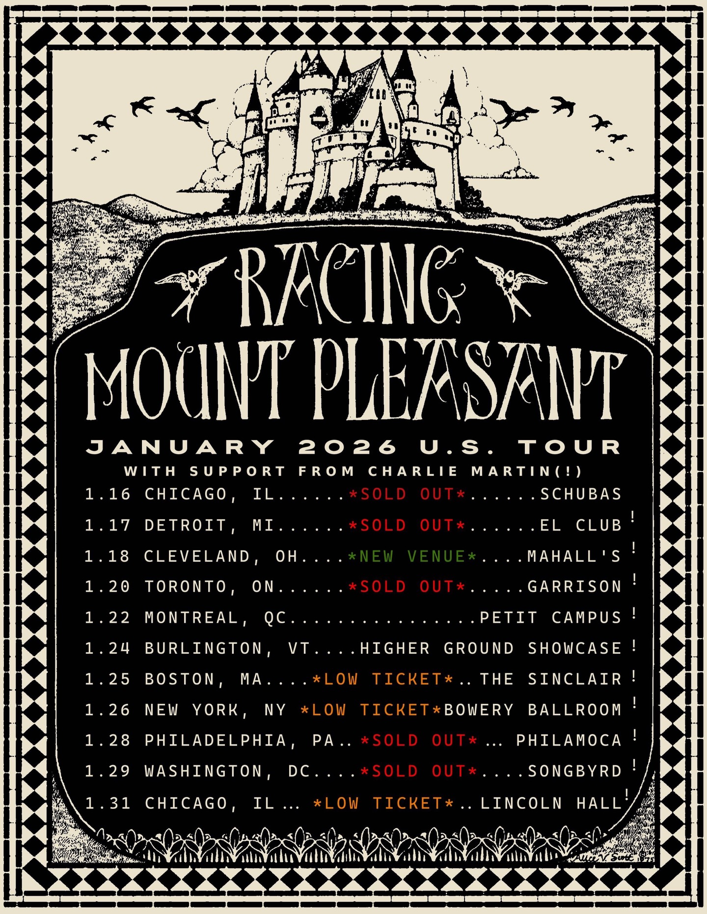 Racing Mount Pleasant Getting Killed World Tour Poster 2026